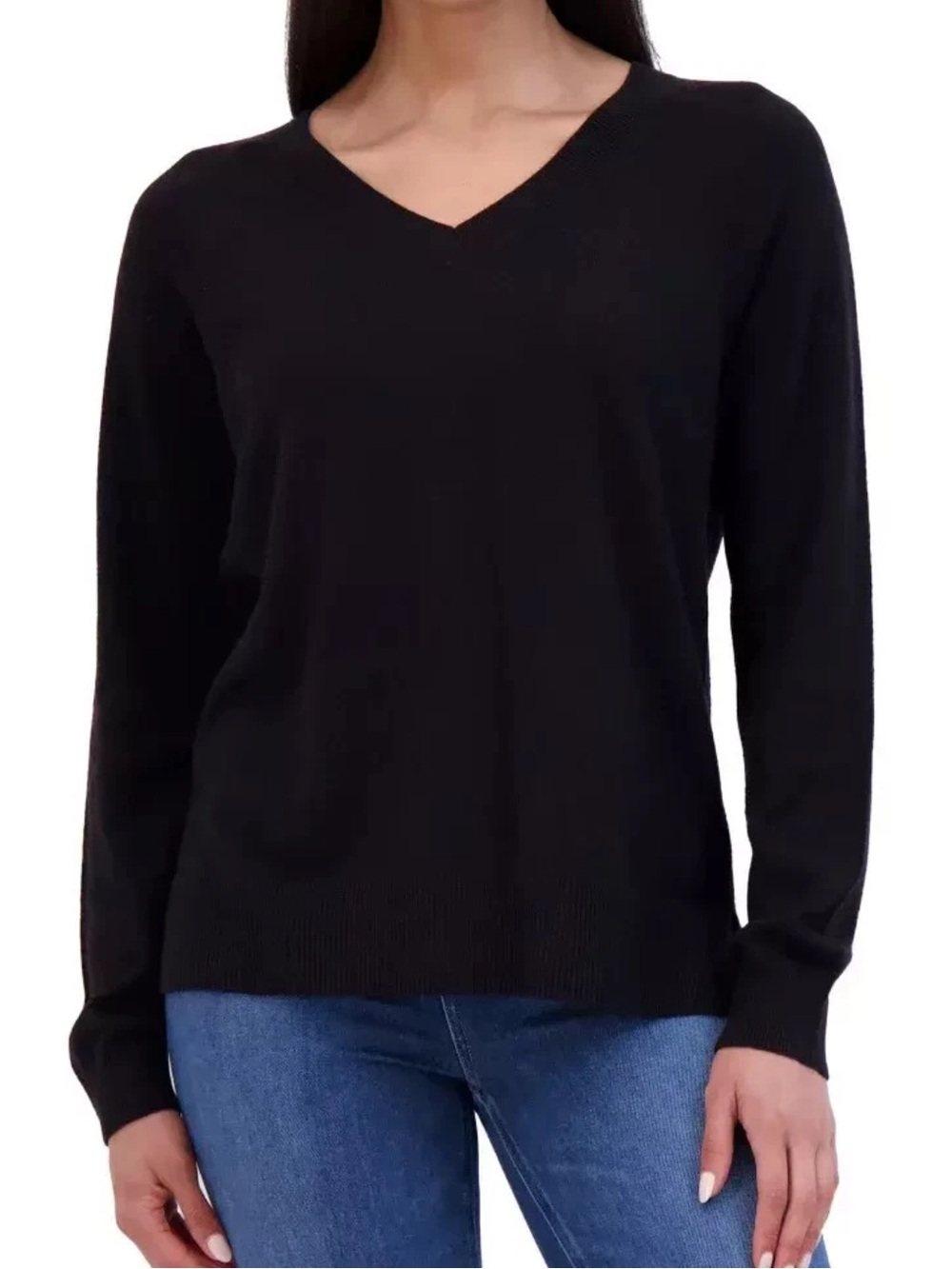 Lucky Brand Women's Black V-neck Tunic Sweater Size XL Long Sleeve Lightweight